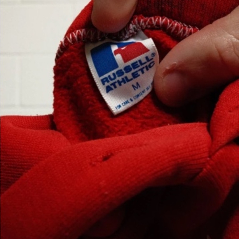 Russell Athletic Red Pullover Hoodie with Weehawken High School Print - Picture 3 of 3
